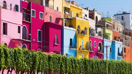 Fotobehang A row of colorful houses and buildings in Italy © AaliAmin