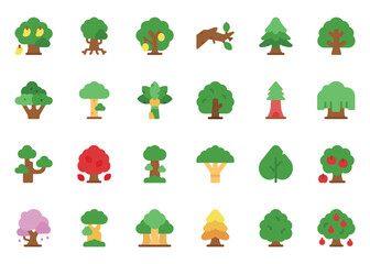 Fototapeta premium Tree icon vector set. Tree icon set. Tree flat color icon collection