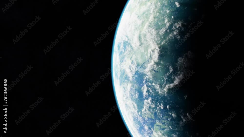 Wall mural blue planet in space. universe and planet. 3d-rendering. animation