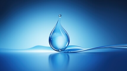 Pure and transparent water droplet for world water day. Realistic drop of clean water falling.