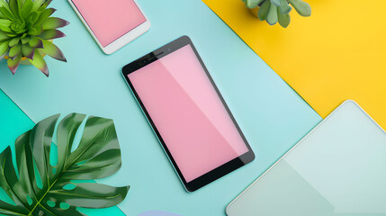 Modern Smartphone on pastel Background