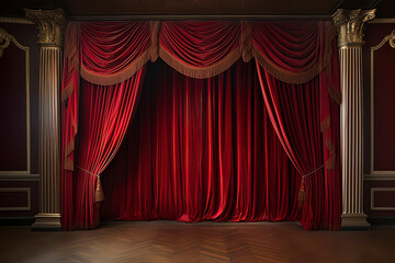 Opera House Red Curtain. AI technology generated image