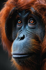 Face of the Rainforest: Hyper-Detailed Orangutan Close-up generative Ai 