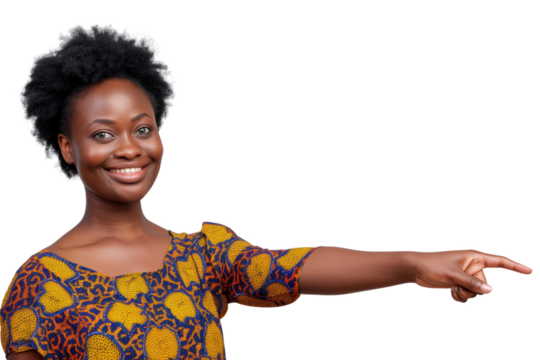 30's woman with introduce gesture