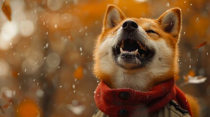 Hyper-realistic chubby Shiba Inu, military uniform, laughing with belly hold, tears of joy, anthropomorphic expressions - obrazy, fototapety, plakaty