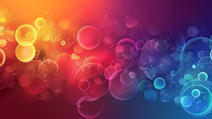 A vibrant and colorful display of abstract, glowing bubbles against a gradient background