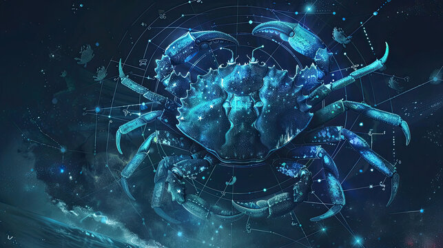 Twelve zodiacs concept. Horoscope Cancer zodiac sign.