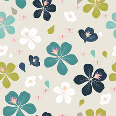 Seamless cute hand drawn floral  pattern background