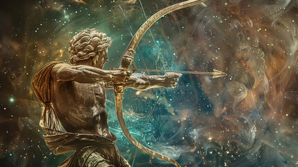 Twelve zodiacs concept. Horoscope Sagittarius zodiac sign.