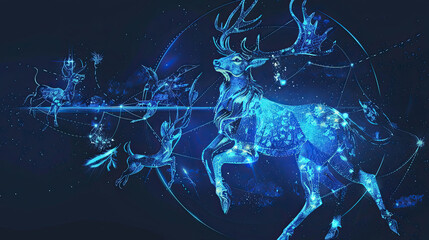 Twelve zodiacs concept. Horoscope Sagittarius zodiac sign.