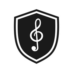 Treble clef shield icon, illustration