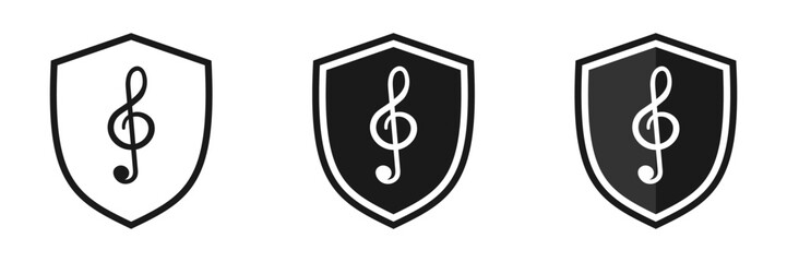 Treble clef shield icon set, illustration