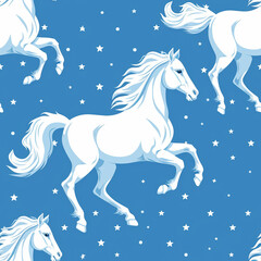 Naklejka na ściany i meble Horse Pattern Tile for seamless backgrounds and for filling surfaces, ai generated