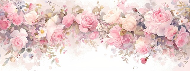 Abstract watercolor floral background vector presentation design with delicate flowers and pastel colors. - obrazy, fototapety, plakaty