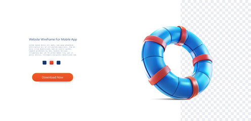 3D Lifebuoy - Safety and Rescue Symbol. Vivid 3D illustration of a lifebuoy, a symbol of assistance, safety, and support, isolated on a transparent background. Vector illustration