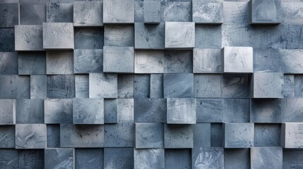 Grey blue 3d cubes wall abstract grunge background. Generative AI