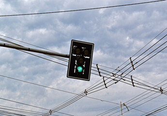 Green traffic light in Ribeirao Preto, Sao Paulo, Brazil