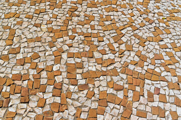 Bicolor mosaic on sidewalk in Ribeirao Preto, Sao Paulo, Brazil
