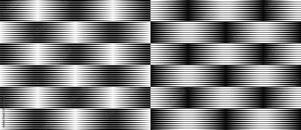 Poster Seamless lines pattern in vintage style. Black lines on a white background and the same white lines on the black side.