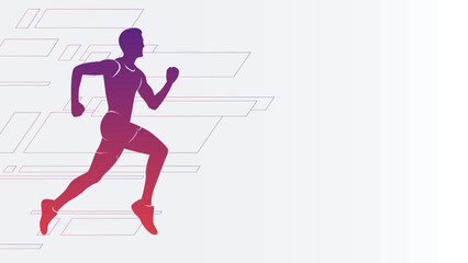 Runner's Legs Poster Illustration Design.Minimalist Sports Poster with Purple Background Color.Running Vector Flat Illustration