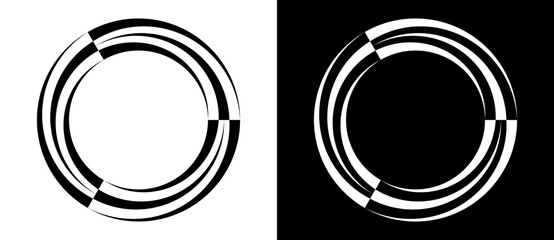 Abstract background with lines in circle. Art design spiral as logo or icon. A black figure on a white background and an equally white figure on the black side. - 762372673