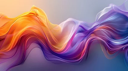 Fotobehang abstract background with gradient wave design in shades of purple, orange and blue © neural9.com