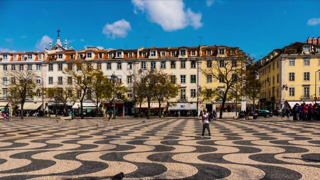 Rossio Square in city of Lisbon, in Portugal
