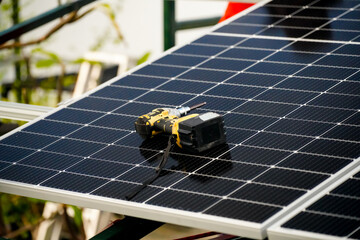 Solar energy panel photovoltaic cell. Solar energy system with photovoltaic solar cell panels