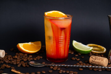 Tequila sunrise, the story about the drink says that it was first served in Cancun and Acapulco in...