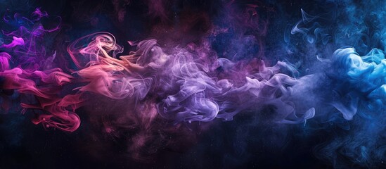 Vibrant clouds of purple, violet, and magenta gas resemble a celestial ballet in the dark sky, creating a stunning geological phenomenon - obrazy, fototapety, plakaty