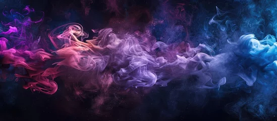 Foto op Plexiglas Vibrant clouds of purple, violet, and magenta gas resemble a celestial ballet in the dark sky, creating a stunning geological phenomenon © 2rogan