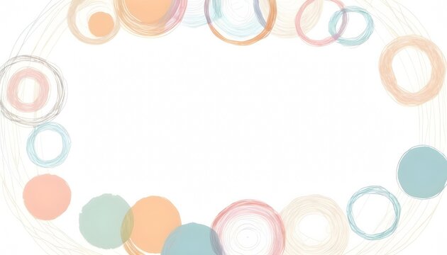 Colorful scribbles frame with pastel color circles Background