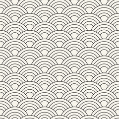 Vector seamless pattern. Repeating geometric elements. Stylish monochrome background design. - 762377296