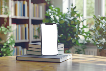 Mockup of a mobile phone with blank transparent screen
