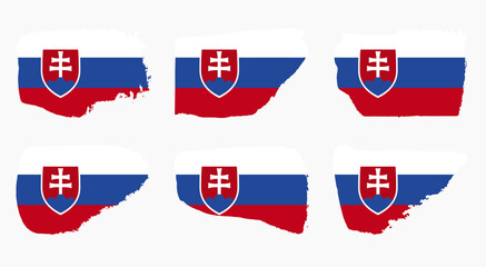 Slovakia flag set with palette knife paint brush strokes grunge texture design. Grunge brush stroke effect
