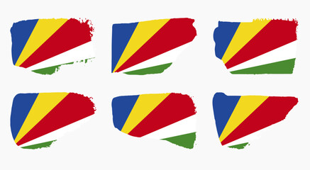 Seychelles flag set with palette knife paint brush strokes grunge texture design. Grunge brush stroke effect