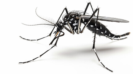 mosquito obeso da dengue, fundo branco - obrazy, fototapety, plakaty
