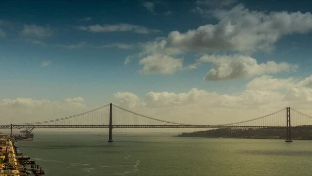 25 de Abril Bridge in Lisbon, capital of Portugal
