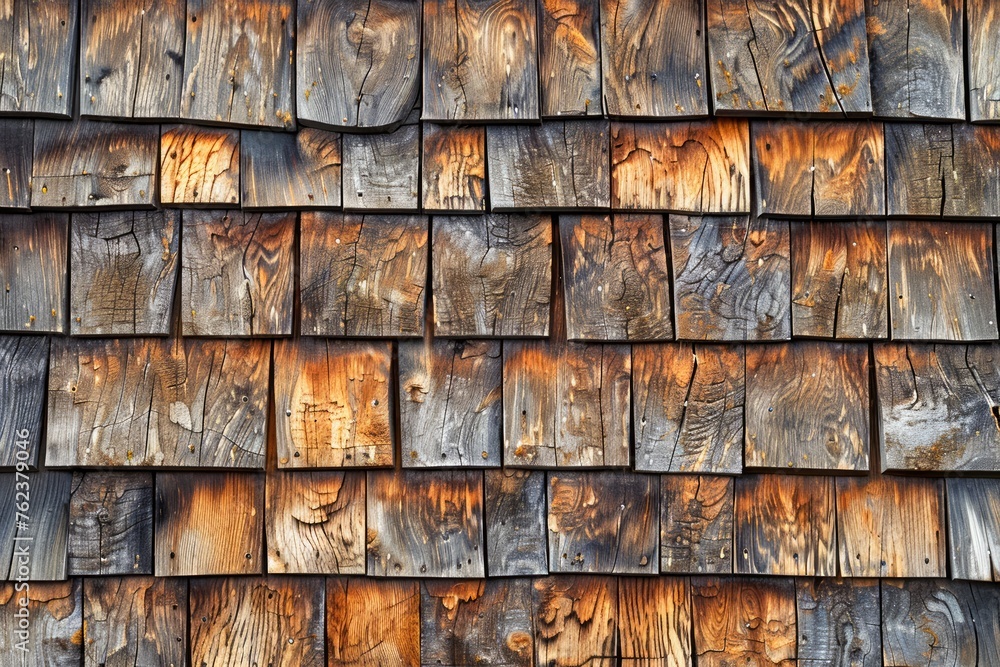 Poster rustic aged wooden shingle texture background for architectural and design projects