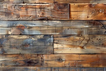 Vintage Rustic Reclaimed Wooden Wall Background with Varied Wood Patterns and Color Tones