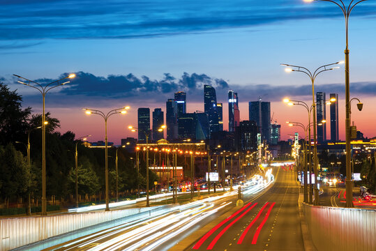 Fototapeta Highway in the city at night