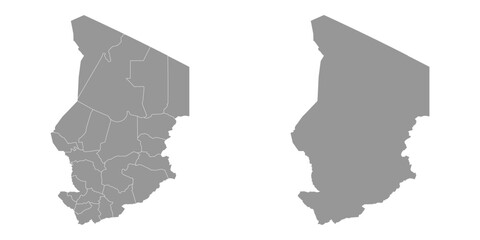 Chad map with administrative divisions. Vector illustration.