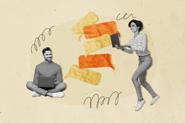 Composite image collage of couple correspondence message online distance relationships love dating...