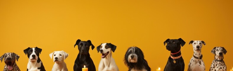 Group of Dogs Sitting Among Candles Generative AI