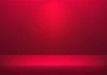 Dark Red studio room background. Empty room with spotlight effect. Template mock up for display of product, Business backdrop. Vector illustration.