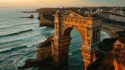 Arch on Headland, Biarritz; France - obrazy, fototapety, plakaty
