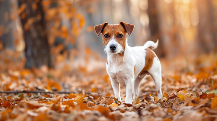 Fox terrier in the forest.