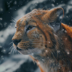 Snow-Covered Lynx, Realistic Illustration, Winter Predator in Natural Habitat