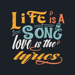 Music t-shirt design template. Music shirt illustration. Music typography. Music lettering.