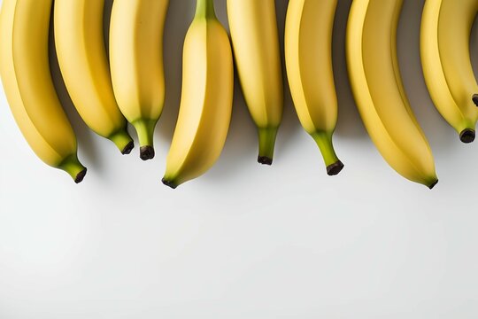 Bananas on white background with text space, ripe yellow banana fruit image with copy space, bananes, banane, bananen, kela fruits food 